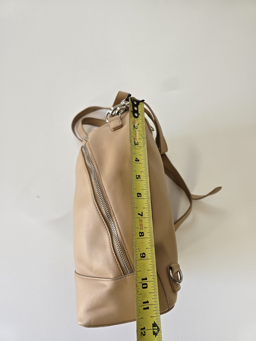 Tan Leather Backpack/Purse- Minimalist Daily Bag - Picture 7 of 11